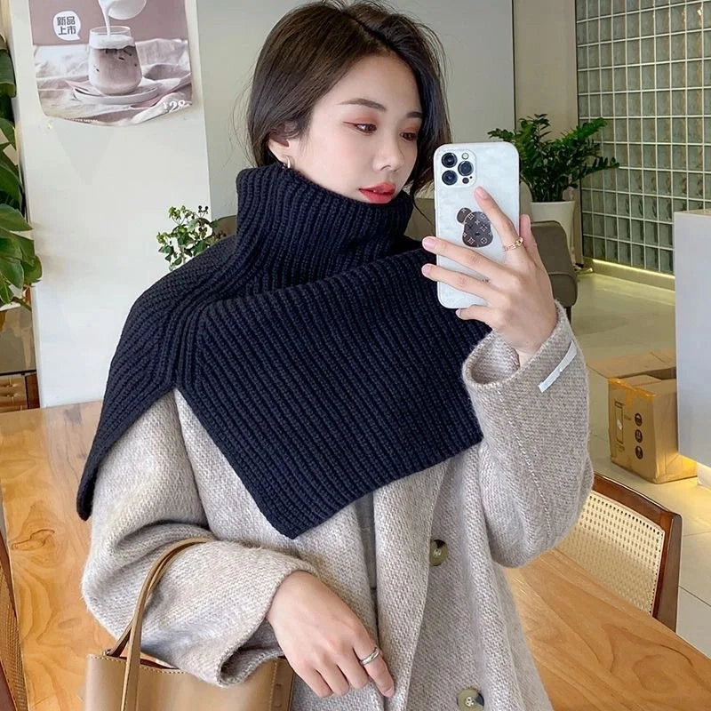 Pullover Scarf Knitted Shawl Winter Scarf Warm Turtleneck