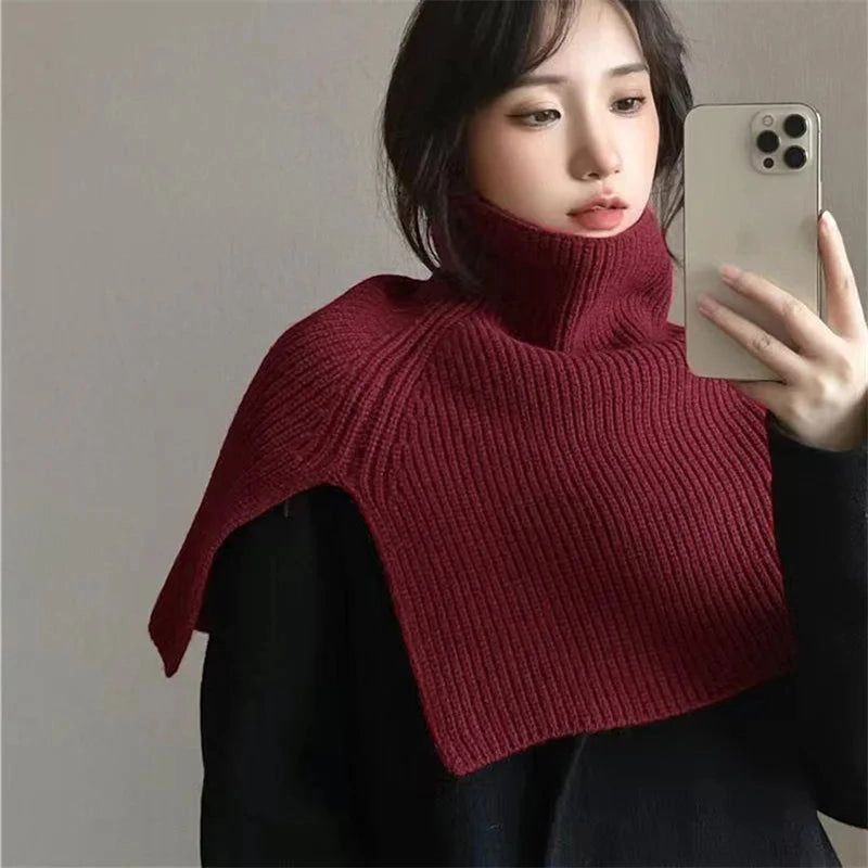 Pullover Scarf Knitted Shawl Winter Scarf Warm Turtleneck