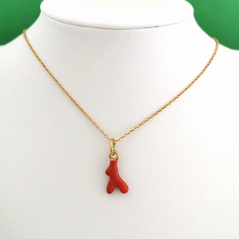 QMHJE Women Pendant Necklace Slim Choker Coral Heart Gold