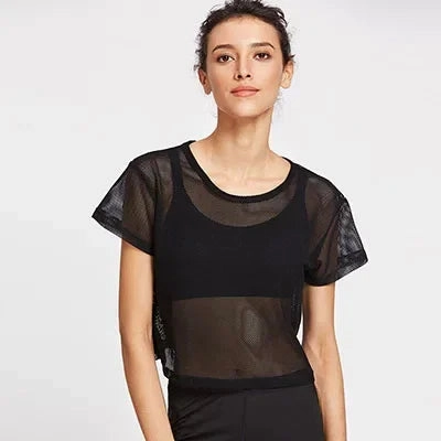 Quick Dry Women's Mesh Yoga Shirt for Comfortable Workouts