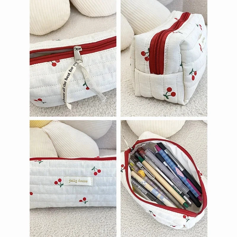 Quilted Cotton Ladies Travel Storage Bag Retro Cherry Design