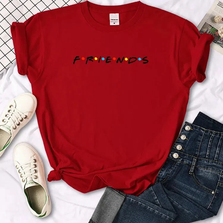 Quirky Creative Letter Print T-Shirt for Women - Casual Japan Harajuku Style, Loose Fit, Fun Summer Tee in 12 Vibrant Colors