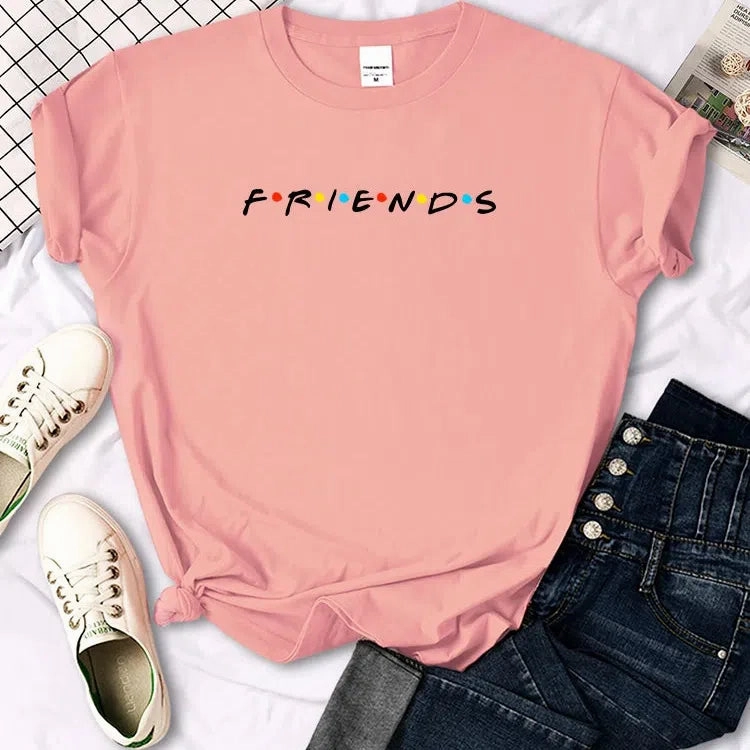 Quirky Creative Letter Print T-Shirt for Women - Casual Japan Harajuku Style, Loose Fit, Fun Summer Tee in 12 Vibrant Colors