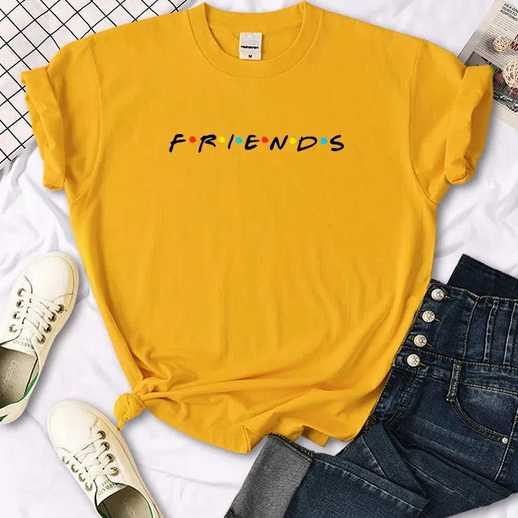 Quirky Creative Letter Print T-Shirt for Women - Casual Japan Harajuku Style, Loose Fit, Fun Summer Tee in 12 Vibrant Colors