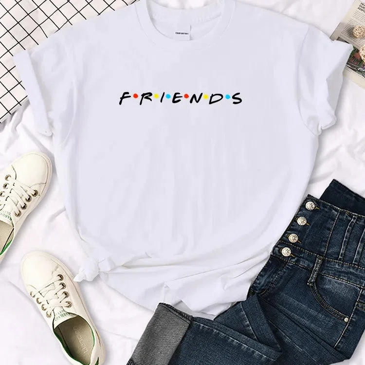 Quirky Creative Letter Print T-Shirt for Women - Casual Japan Harajuku Style, Loose Fit, Fun Summer Tee in 12 Vibrant Colors