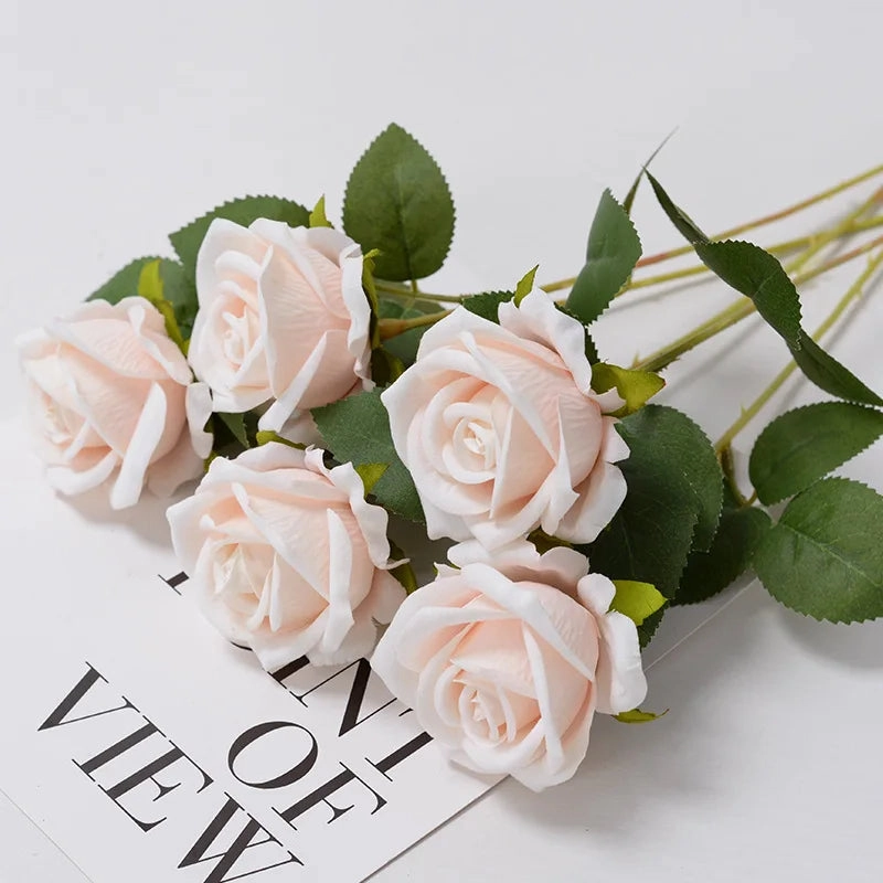 Realistic 3/5/10/20pcs Roses Artificial Flowers Red Rose Decor