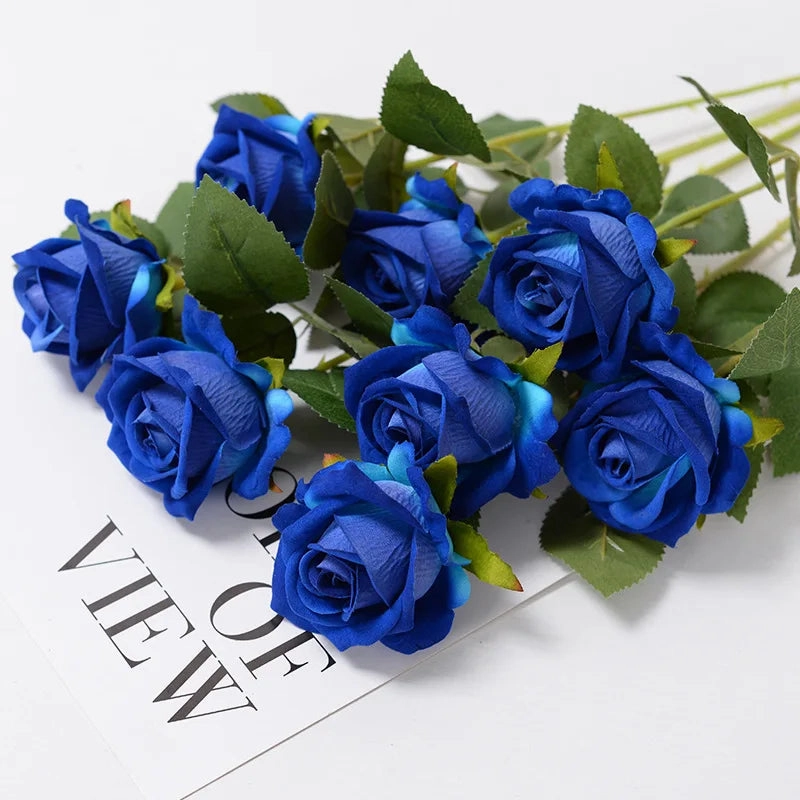 Realistic 3/5/10/20pcs Roses Artificial Flowers Red Rose Decor