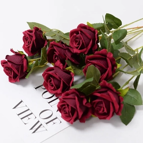 Realistic 3/5/10/20pcs Roses Artificial Flowers Red Rose Decor