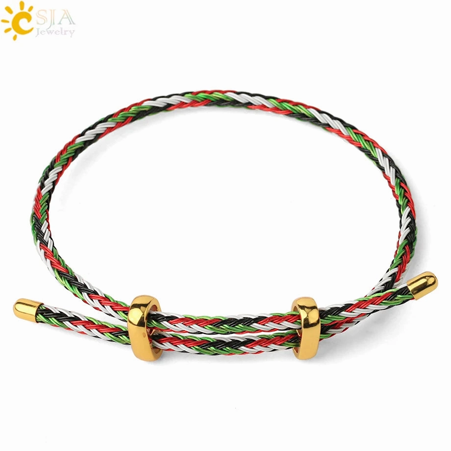 Red Black Steel Wire Adjustable Bangles Expandable Handmade Braided Rope Bracelet Couple Bracelets for Women Men Jewelry G434