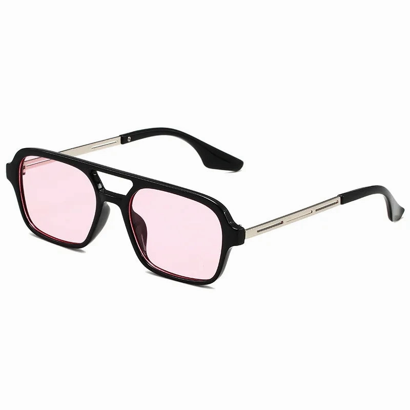 Retro Double Bridges Women Pilot Sunglasses Pink Gradient