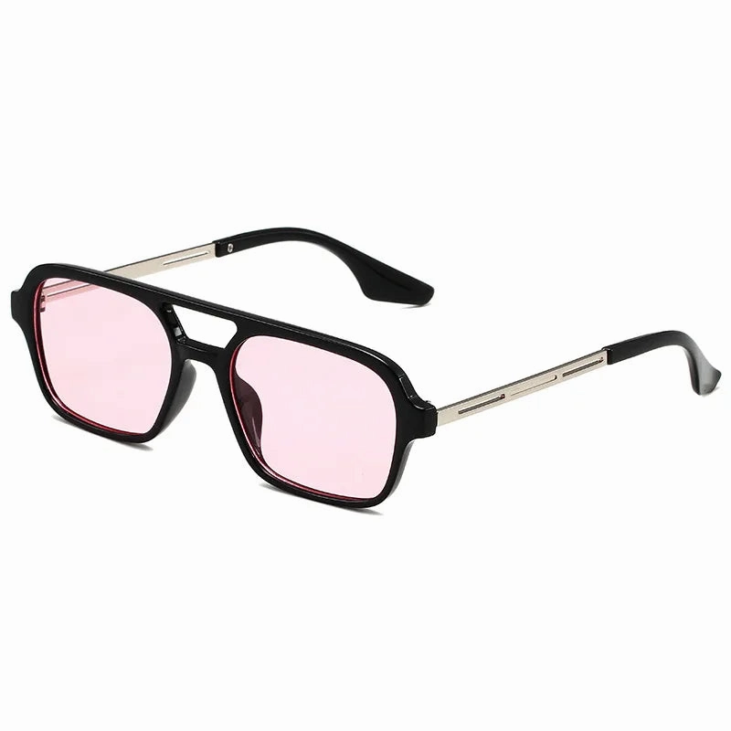 Retro Double Bridges Women Pilot Sunglasses Pink Gradient