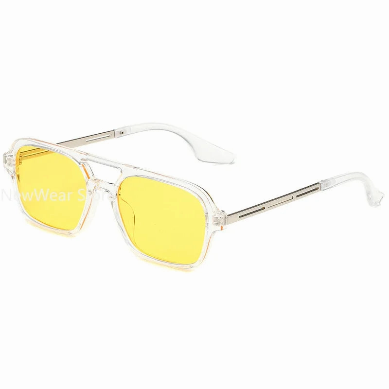 Retro Double Bridges Women Pilot Sunglasses Pink Gradient Stylish Hollow Leopard Design Blue Sun Glasses