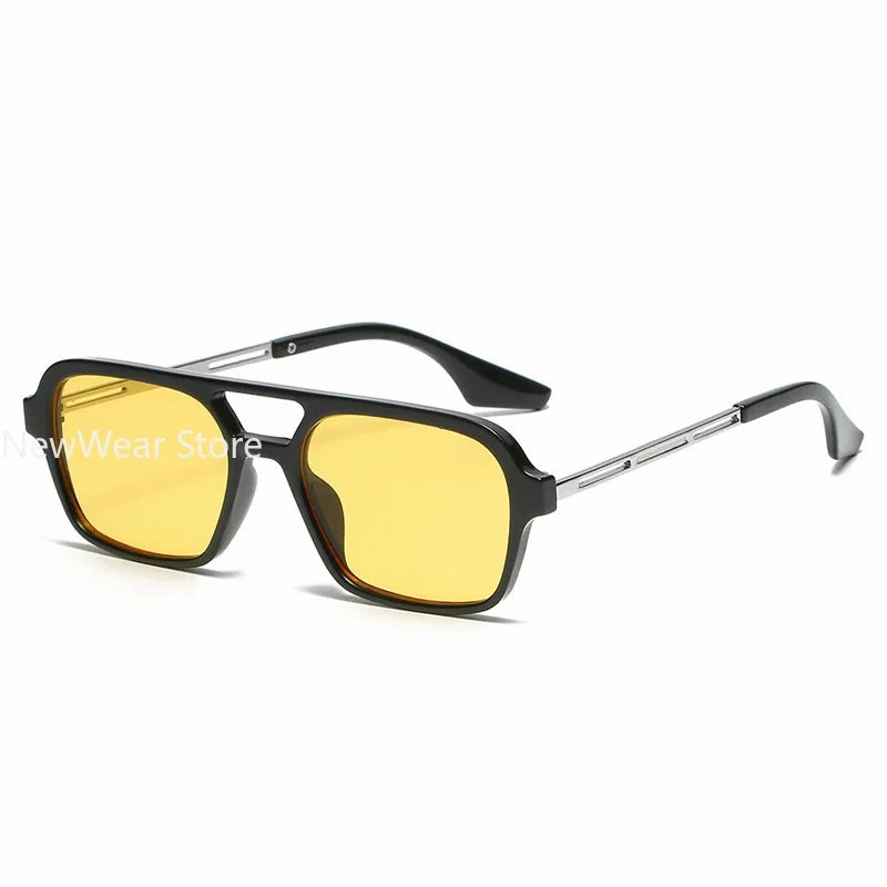 Retro Double Bridges Women Pilot Sunglasses Pink Gradient Stylish Hollow Leopard Design Blue Sun Glasses