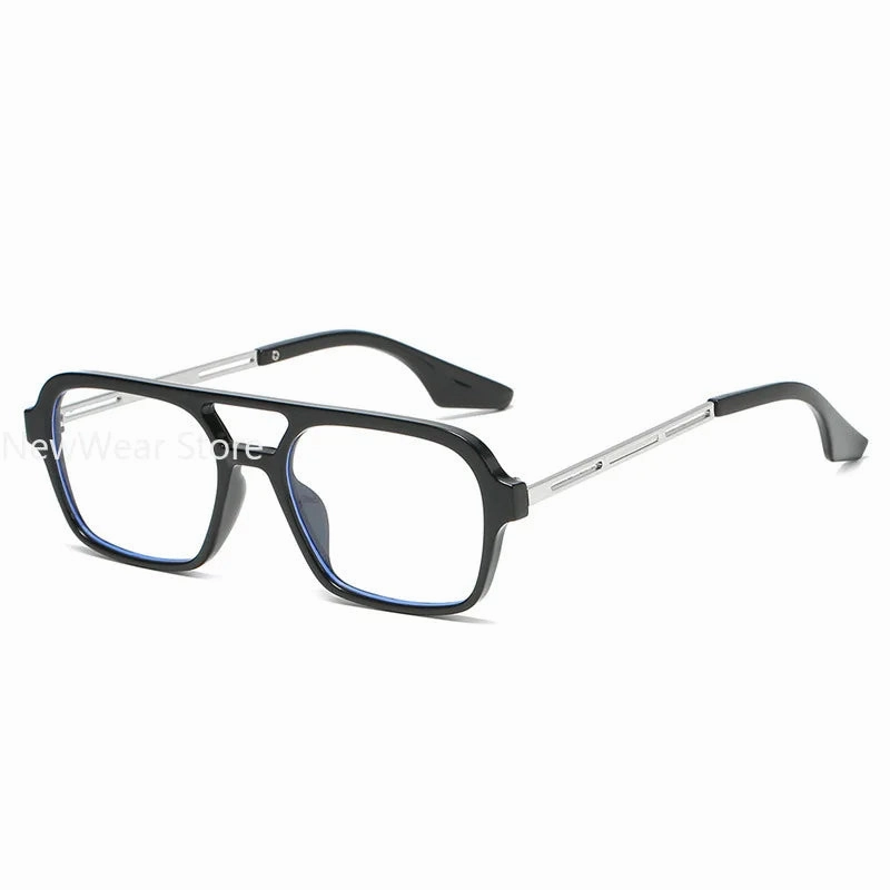 Retro Double Bridges Women Pilot Sunglasses Pink Gradient Stylish Hollow Leopard Design Blue Sun Glasses
