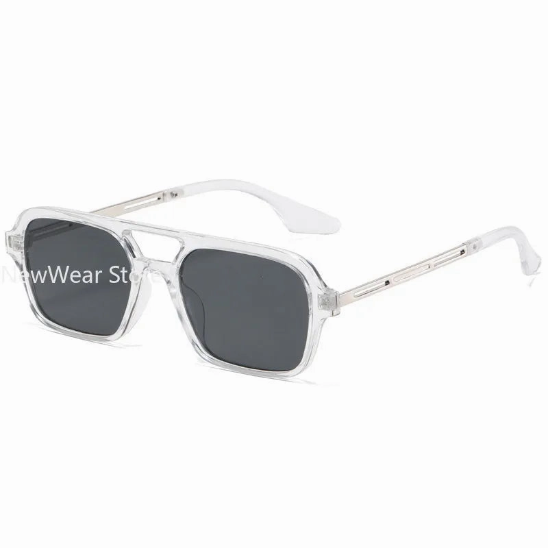 Retro Double Bridges Women Pilot Sunglasses Pink Gradient Stylish Hollow Leopard Design Blue Sun Glasses