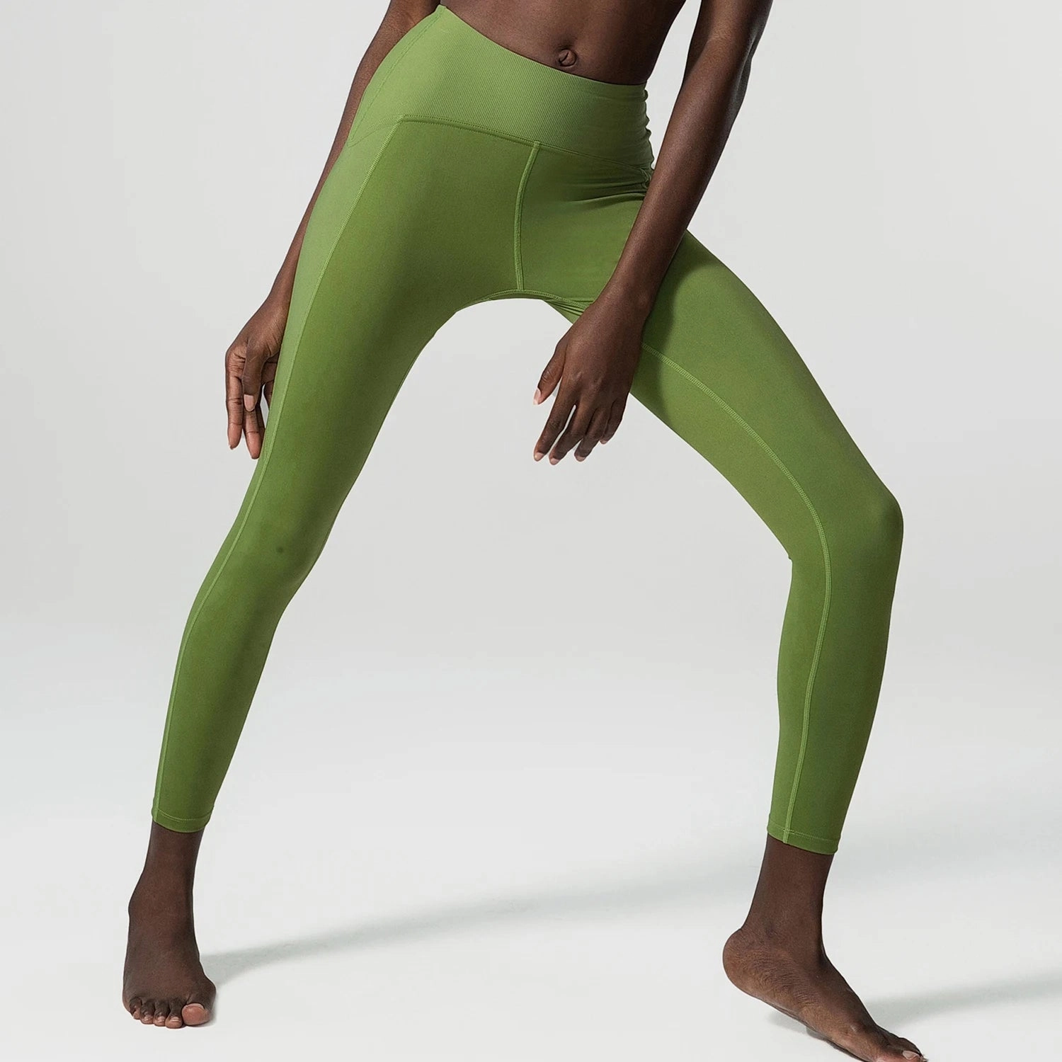 Rib Sporty Leggings High Waist Tummy Control Fitness Pants