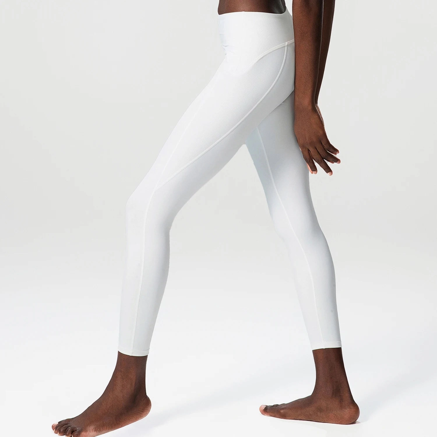 Rib Sporty Leggings High Waist Tummy Control Fitness Pants