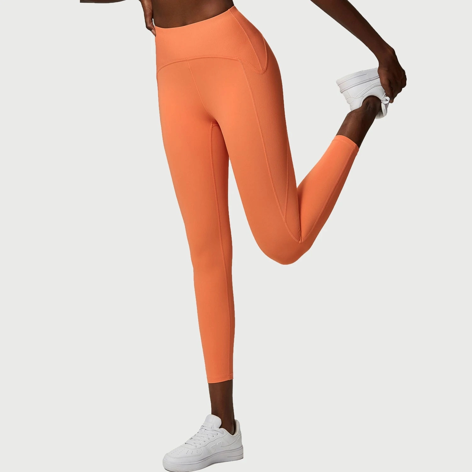 Rib Sporty Leggings High Waist Tummy Control Fitness Pants