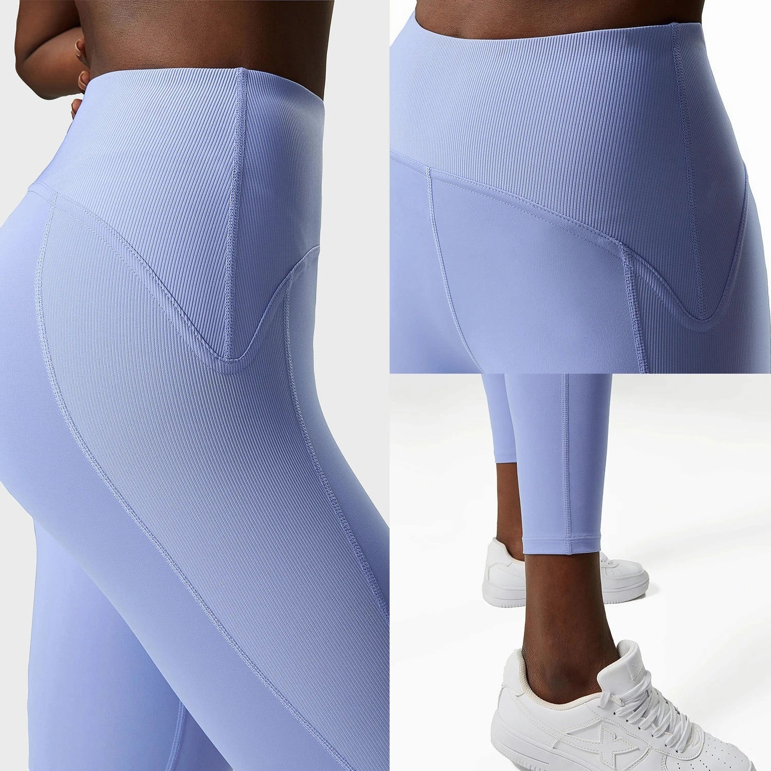Rib Sporty Leggings High Waist Tummy Control Fitness Pants