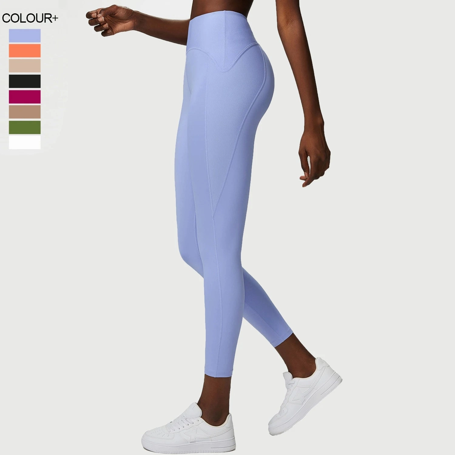 Rib Sporty Leggings High Waist Tummy Control Fitness Pants