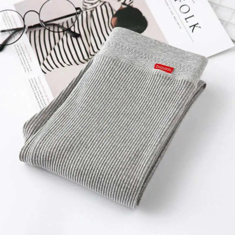 Ribbed Leggings For Women High Waist Warm Cotton Pants