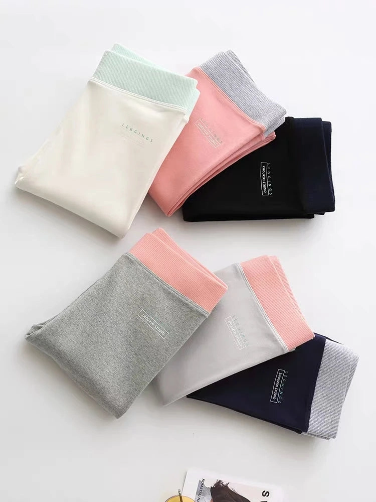 Ribbed Leggings For Women High Waist Warm Cotton Pants