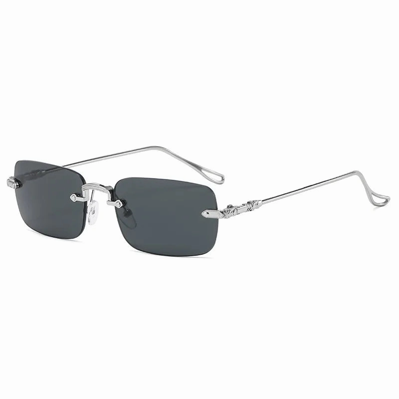 Rimless Rectangle Sunglasses Men Women Fashion Vintage Style Ocean Lenses