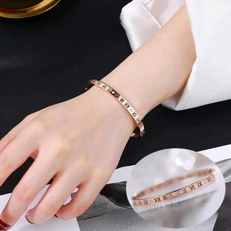 Roman Numerals Bracelet For Women Stainless Steel Luxury Fashion