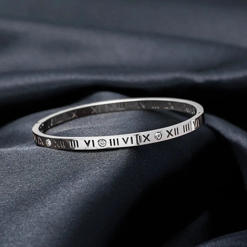 Roman Numerals Bracelet For Women Stainless Steel Luxury Fashion