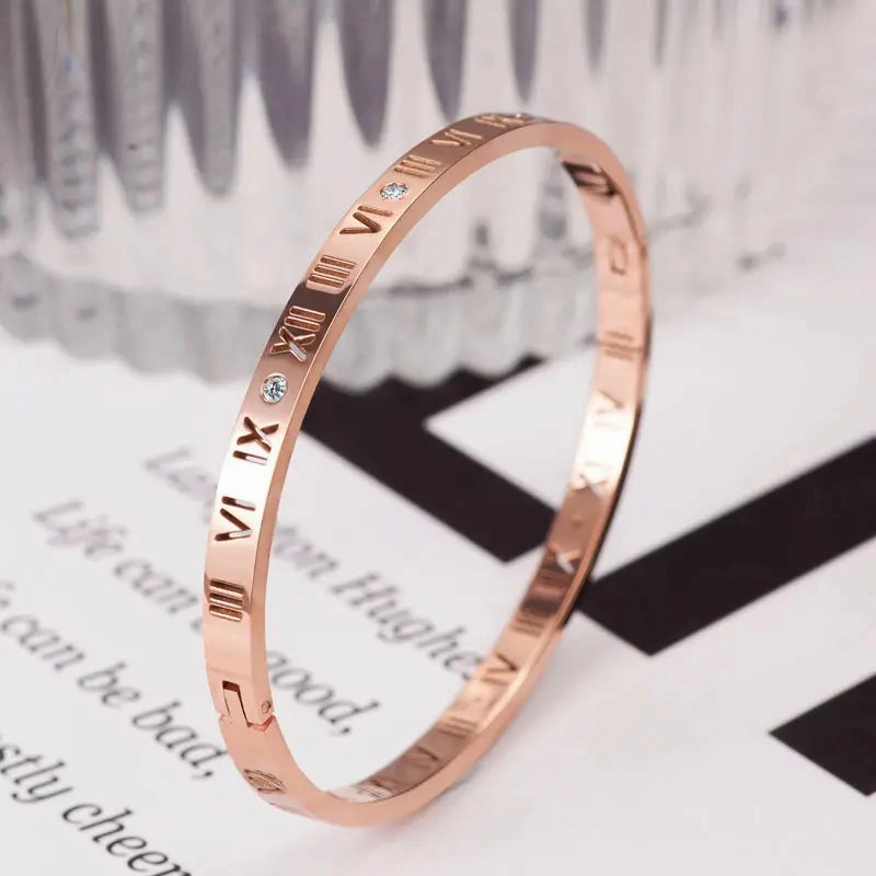 Roman Numerals Bracelet For Women Stainless Steel Luxury Fashion