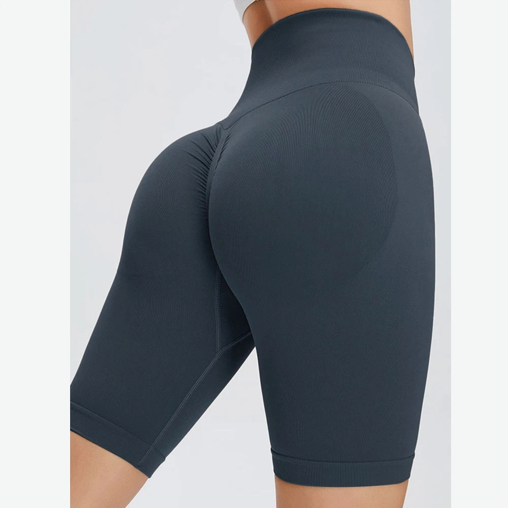 Seamless Fitness Shorts Women Sports High Waist Running Peach