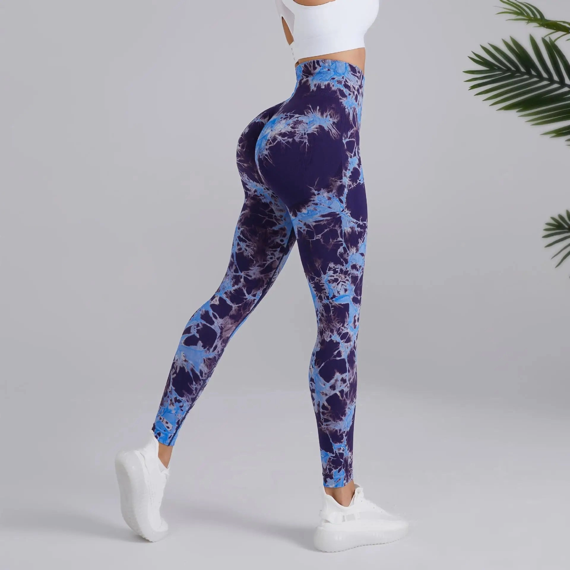 Seamless Peach Yoga Pants Women's Tie Dye High Waist Leggings