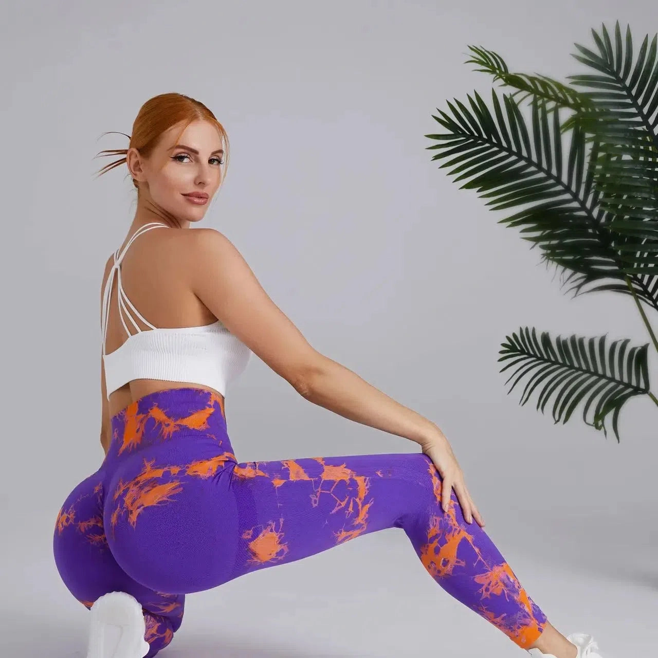 Seamless Peach Yoga Pants Women's Tie Dye High Waist Leggings
