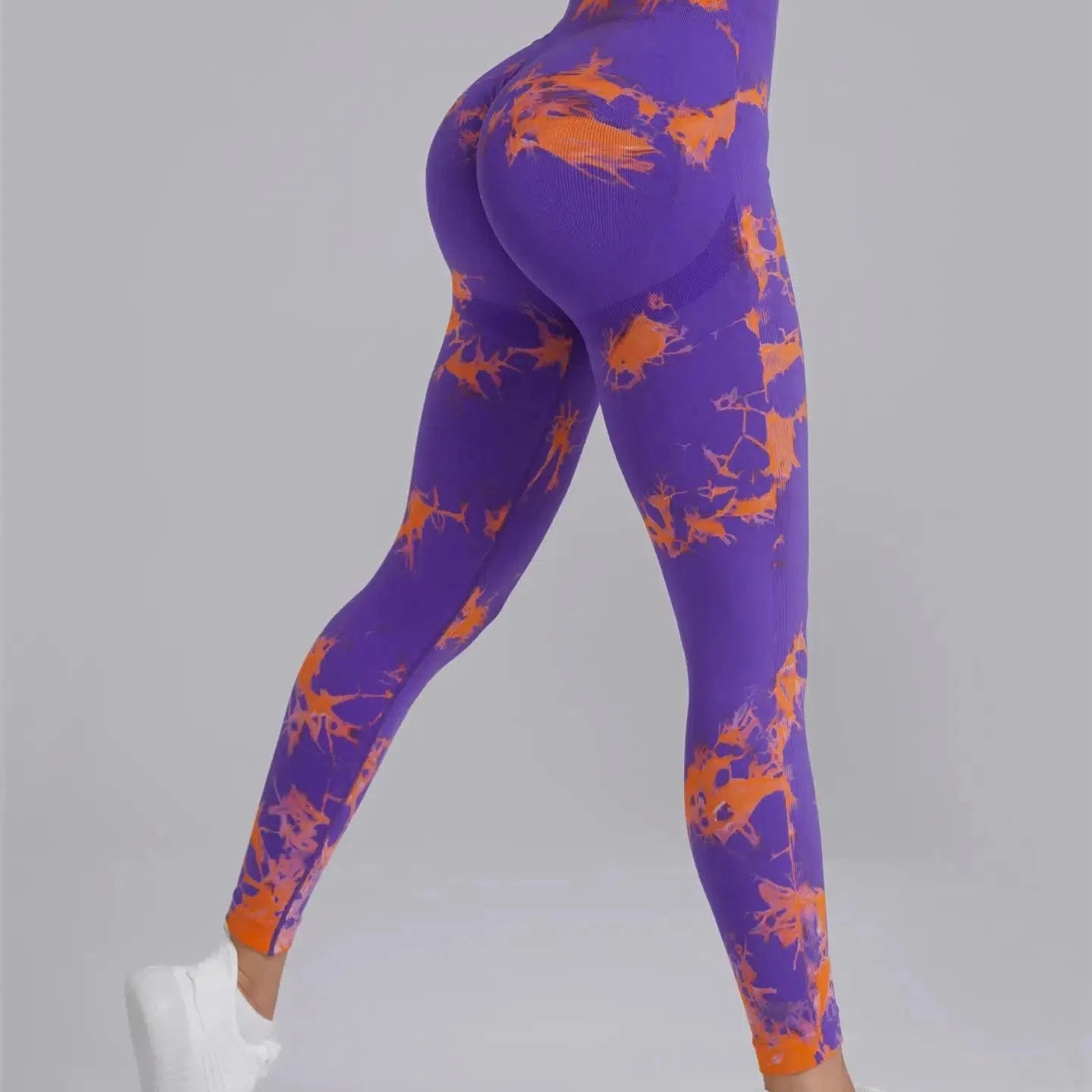 Seamless Peach Yoga Pants Women's Tie Dye High Waist Leggings