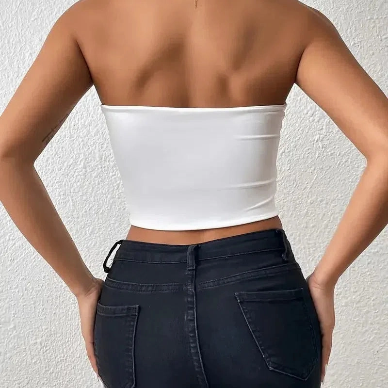 Sexy Bodycon Crop Tube Top for Women, Solid Stretchy Comfort