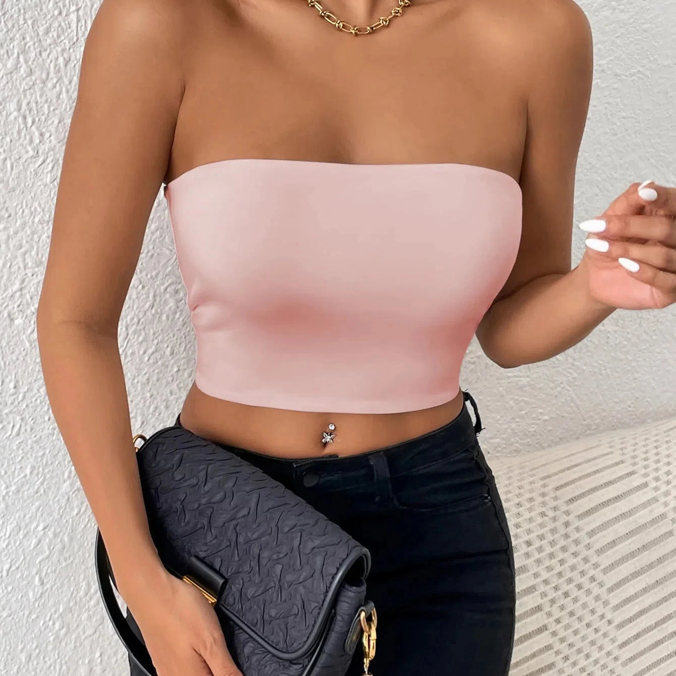 Sexy Bodycon Crop Tube Top for Women, Solid Stretchy Comfort