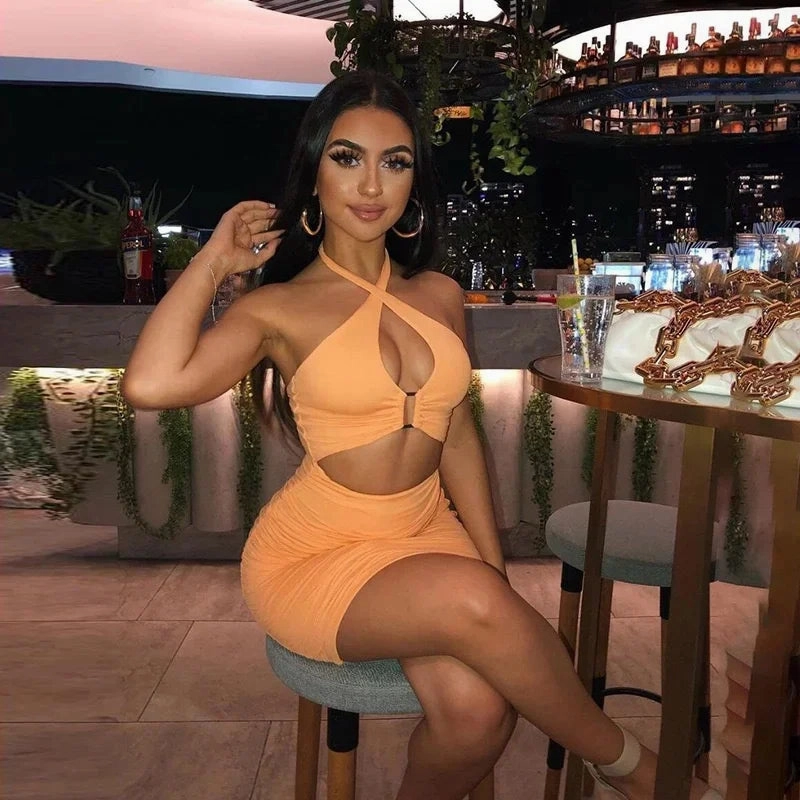 Sexy Bodycon Dress for Women Summer Backless Halter Mini