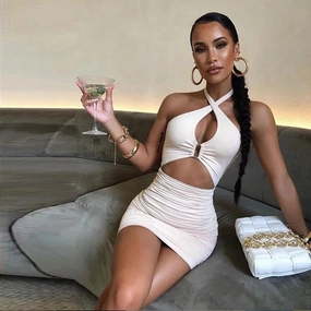 Sexy Bodycon Dress for Women Summer Backless Halter Mini