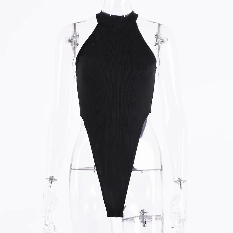 Sexy High Street Bodycon Neon Bodysuits Sleeveless Backless Summer Party Jumpsuit