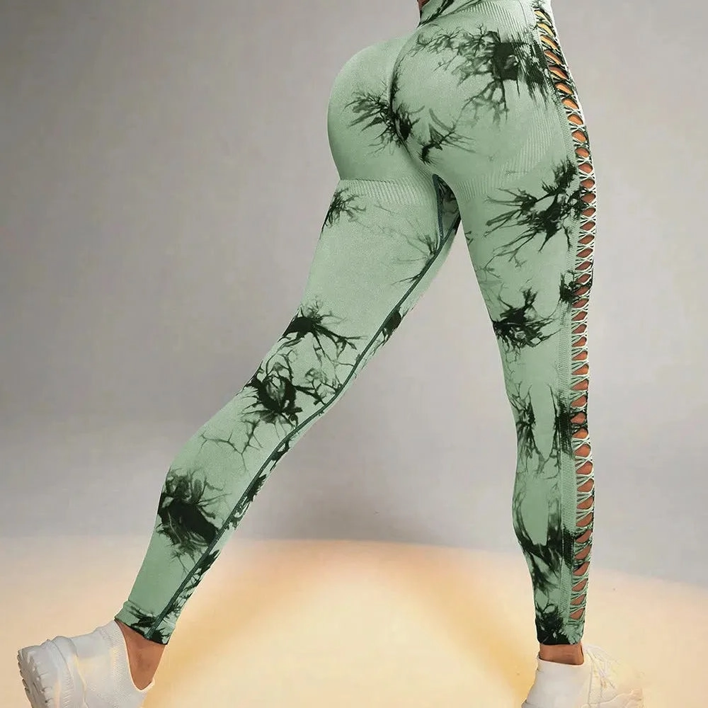 Sexy Hollow Black Seamless Leggings for Women Fitness Yoga Pants