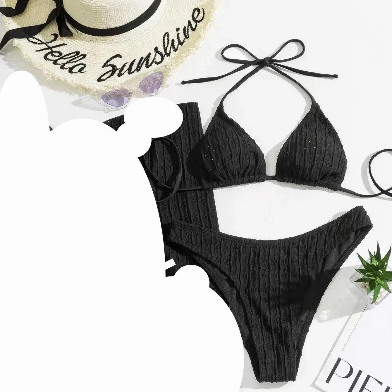 Sexy Jacquard Drawstring Two Piece Swimsuit Women Bikini Set