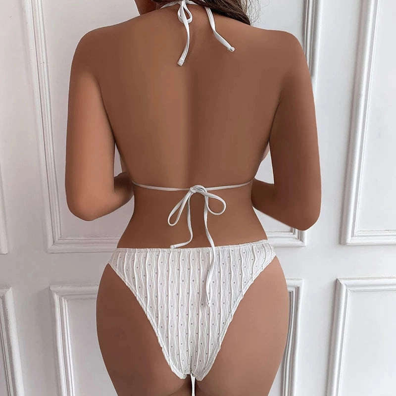 Sexy Jacquard Drawstring Two Piece Swimsuit Women Bikini Set