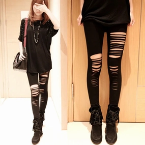 Sexy Leggings Ripped Leggins Women Low Waist Pants Hollow Out