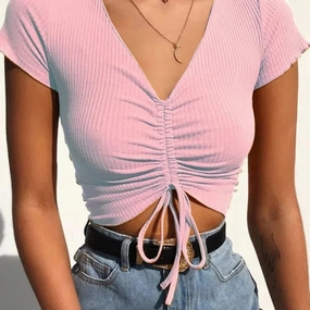 Sexy V Neck Cropped Tank Tops Women Slim Fit Ribbed Camis Candy Colors for Summer Party Streetwear