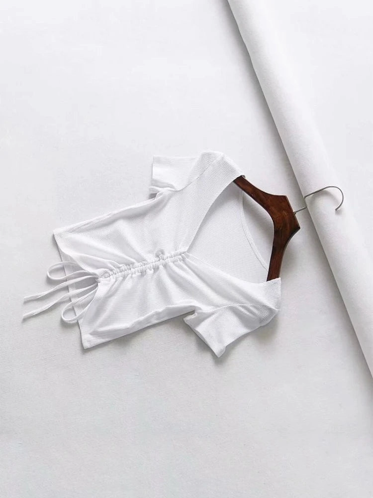 Sexy V Neck Cropped Tank Tops Women Slim Fit Ribbed Camis Candy Colors for Summer Party Streetwear