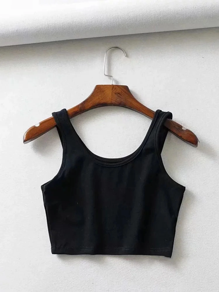 Sexy Women Summer Crop Tops Sleeveless Cotton U Collar