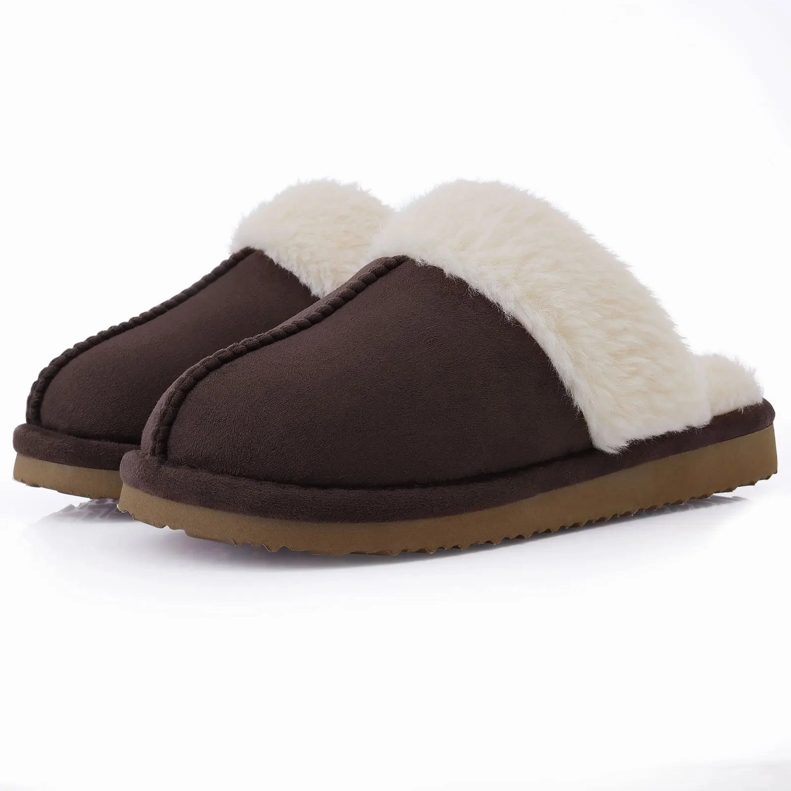 Shevalues Fashion Fur Slippers Women Fluffy Winter House Shoes Memory Foam Fuzzy Slippers Short Plush Slipper Indoor And Outdoor