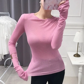 Shintimes Sexy Shirt Women T-Shirt Long Sleeve Slim Fit Top
