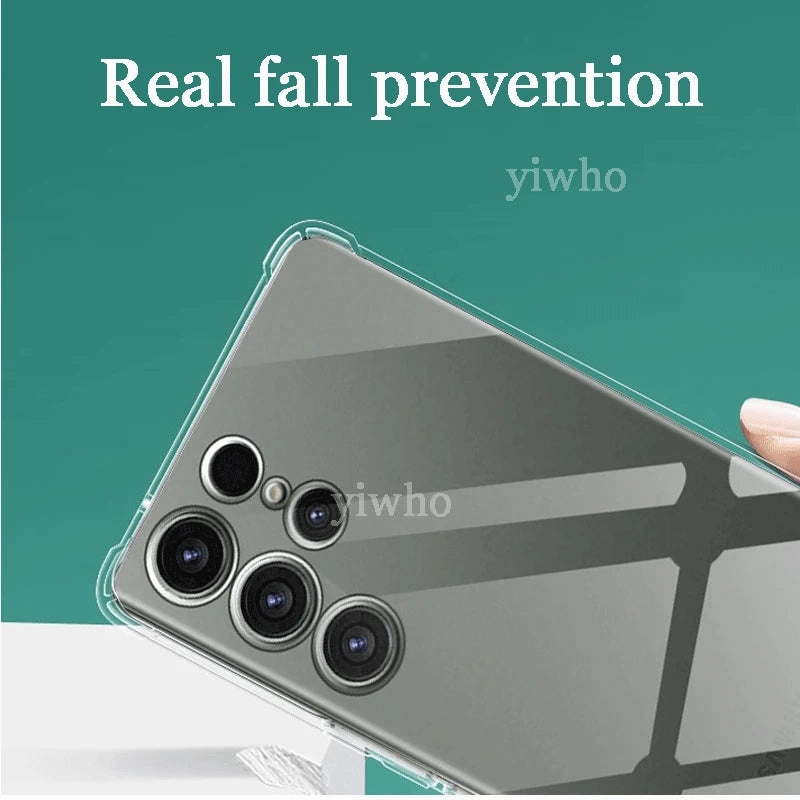 Shockproof Clear Silicone Soft Back Case For Samsung S24 S23 S22 S21 Ultra Plus Note20