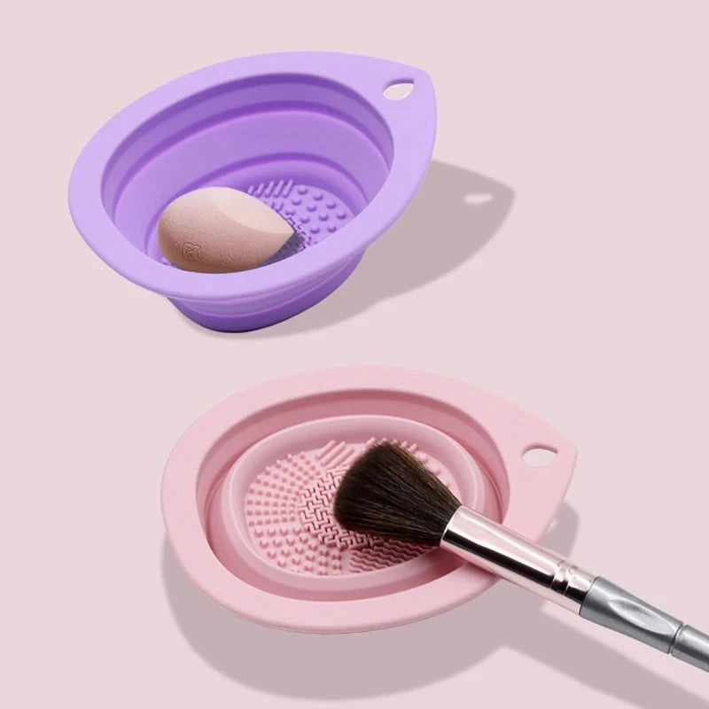 Silicone Makeup Brush Cleaner Folding Scrubber Bowl Tool